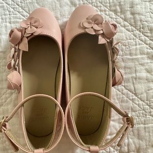 NWOT Janie and Jack toddler girl pink leather flats, size 10.